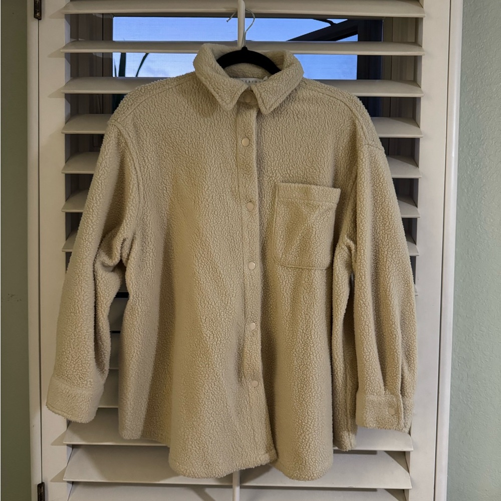ASOS Design Fleece Shacket beige
